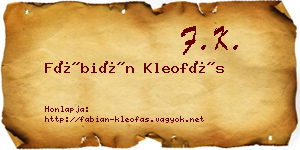 Fábián Kleofás névjegykártya